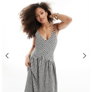 ASOS DESIGN midi sundress in black and white gingham / Size SMALL